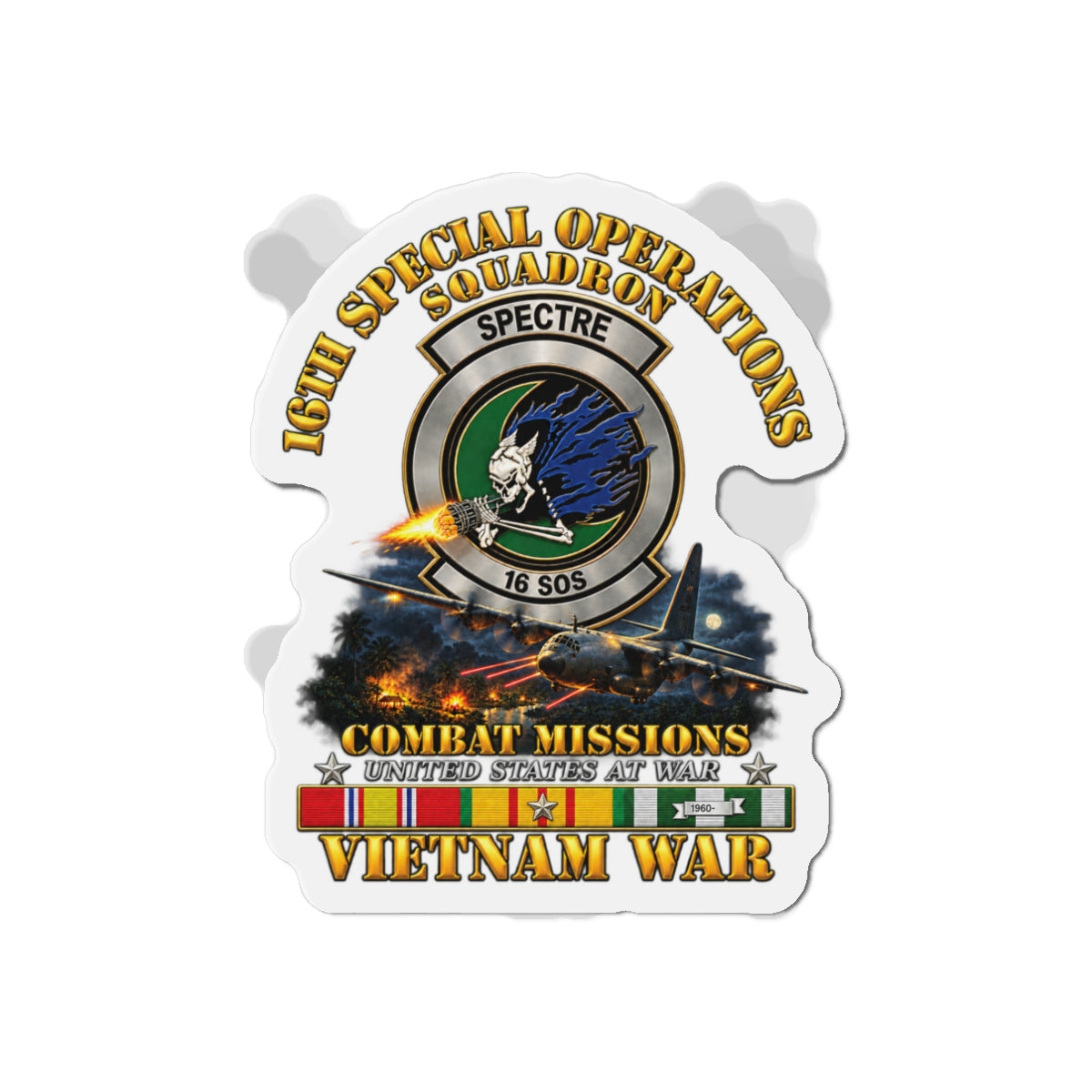 Die-Cut Magnet - SOF - 16th SOS - Combat Missions w VN SVC - 3D - Enhanced