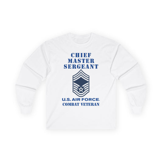 Unisex Ultra Cotton Long Sleeve Tee - USAF - Chief Master Sergeant (E9a) - 2020 - Combat Veteran