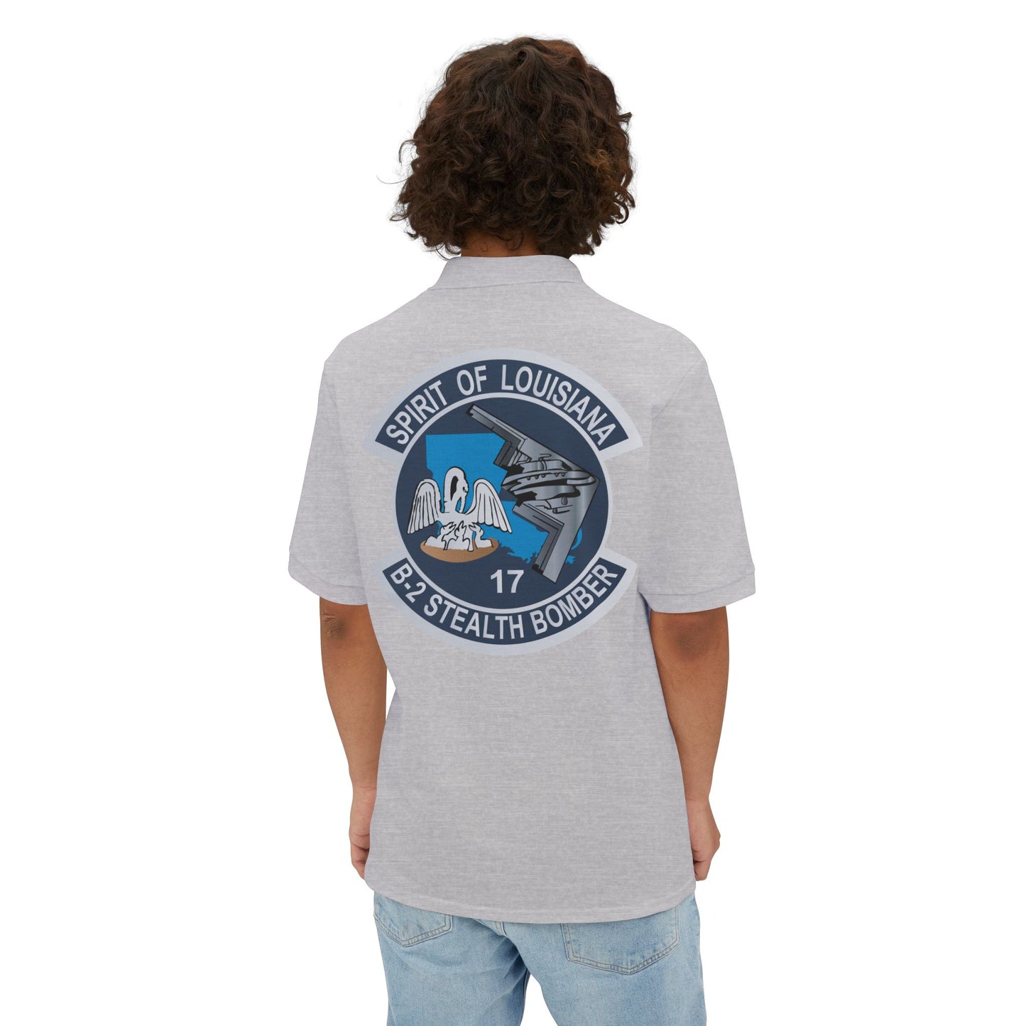Men's Piqué Polo - USAF - B2 - Spirit of Louisiana - Stealth Bomber X 300