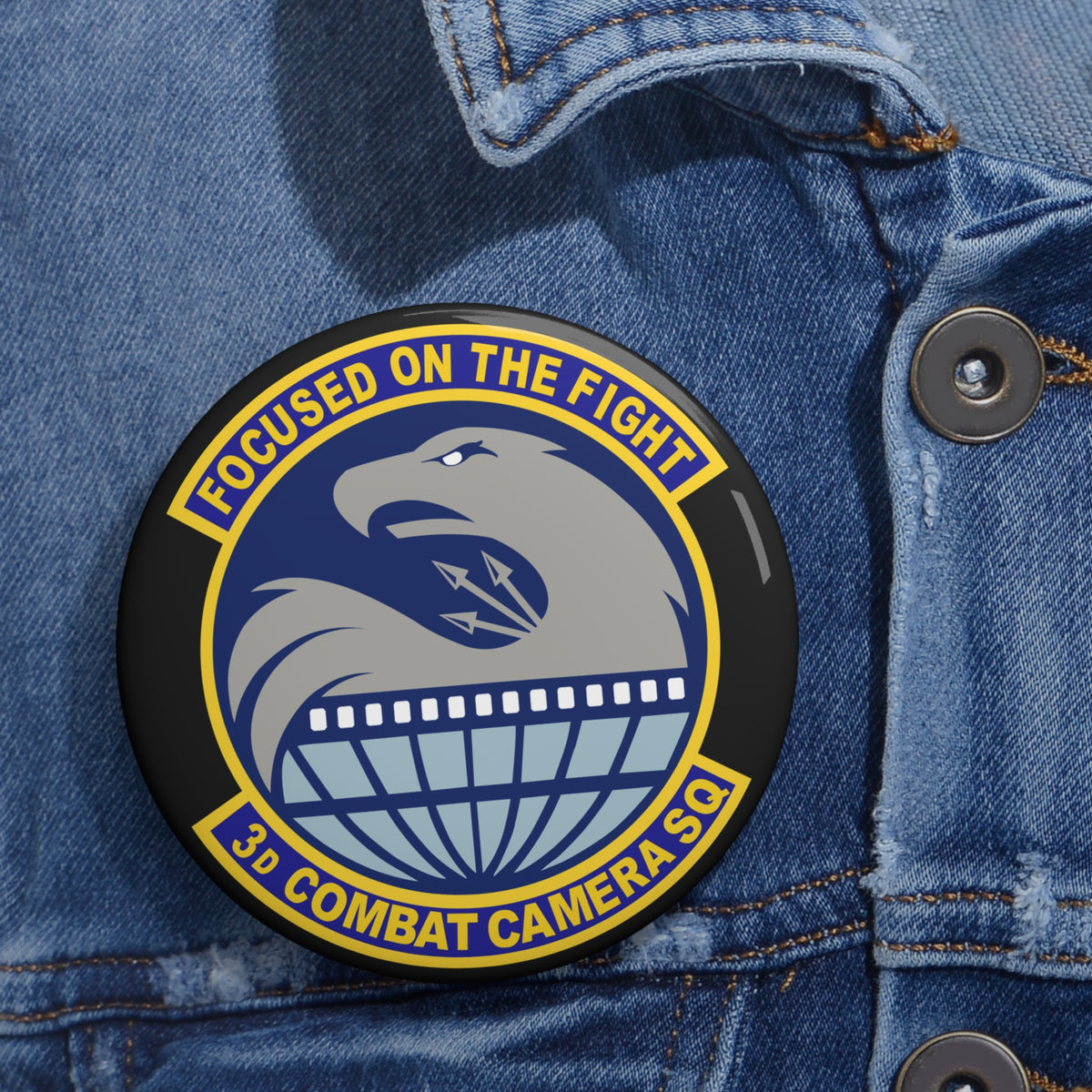 Custom Pin Button - USAF - 3d Combat Camera Squadron wo txt