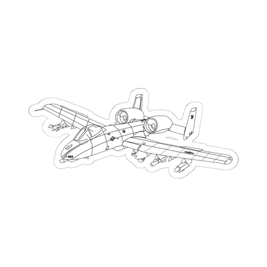 Kiss-Cut Stickers - Aircraft - A10 - Front - Top - Oblique - LA X 300