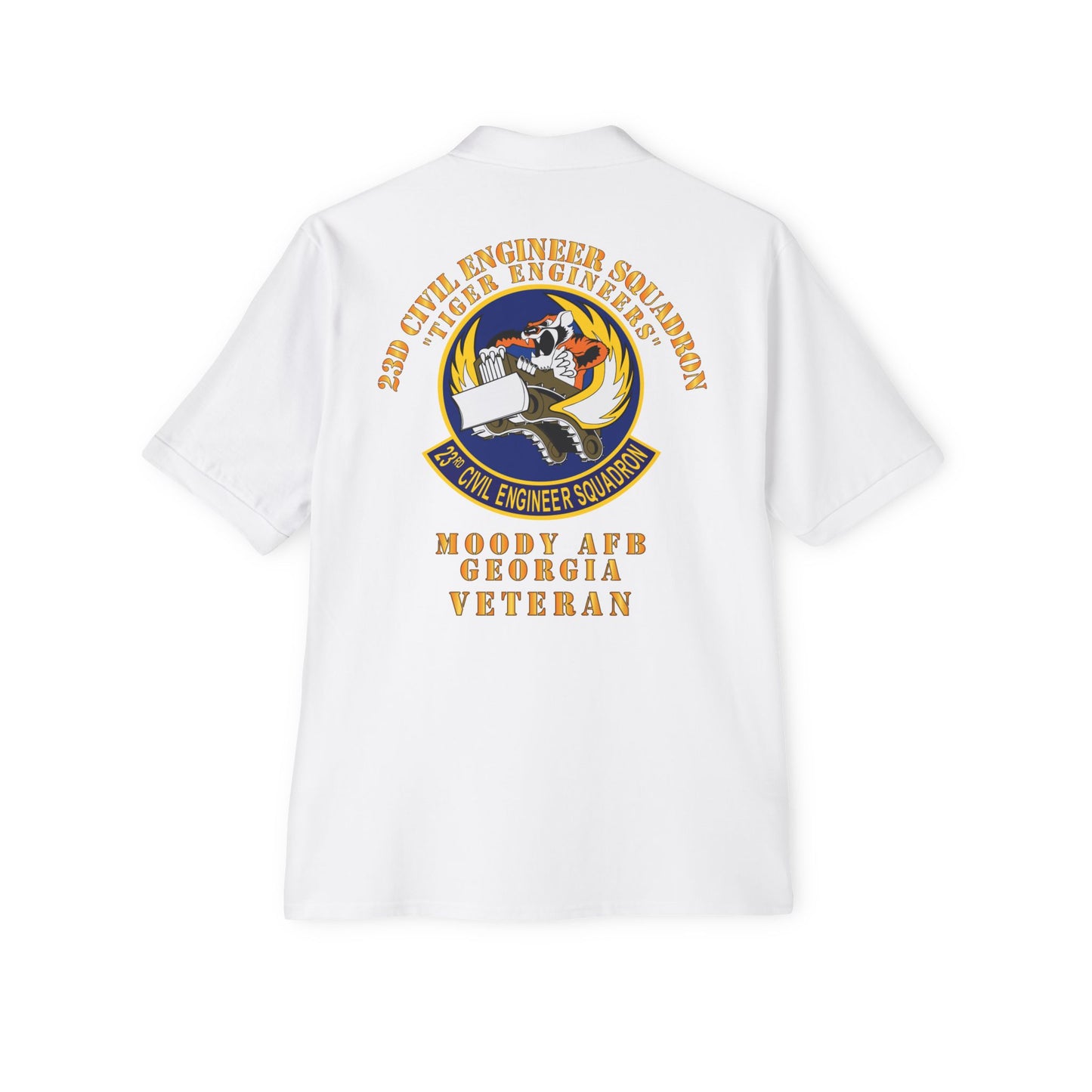 Men's Piqué Polo - USAF - 23d Civil Engineer Squadron - Tiger Engineers - Moody AFB, GA