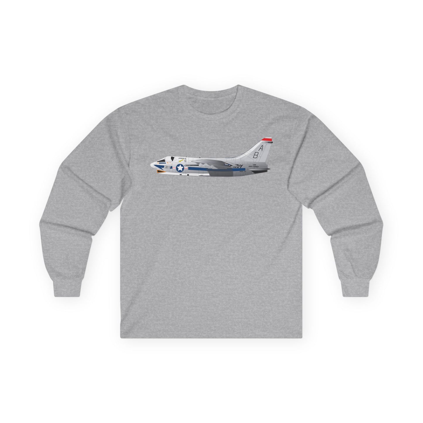 Unisex Ultra Cotton Long Sleeve Tee - Aircraft - Navy - A-7B Corsair II - Side X 300