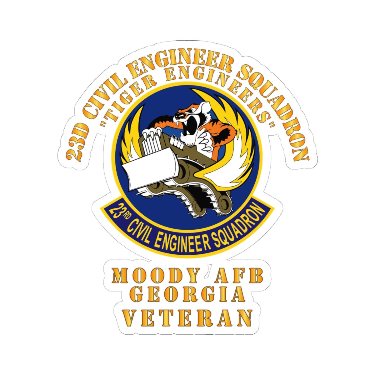 Kiss-Cut Stickers - USAF - 23d Civil Engineer Squadron - Tiger Engineers - Moody AFB, GA