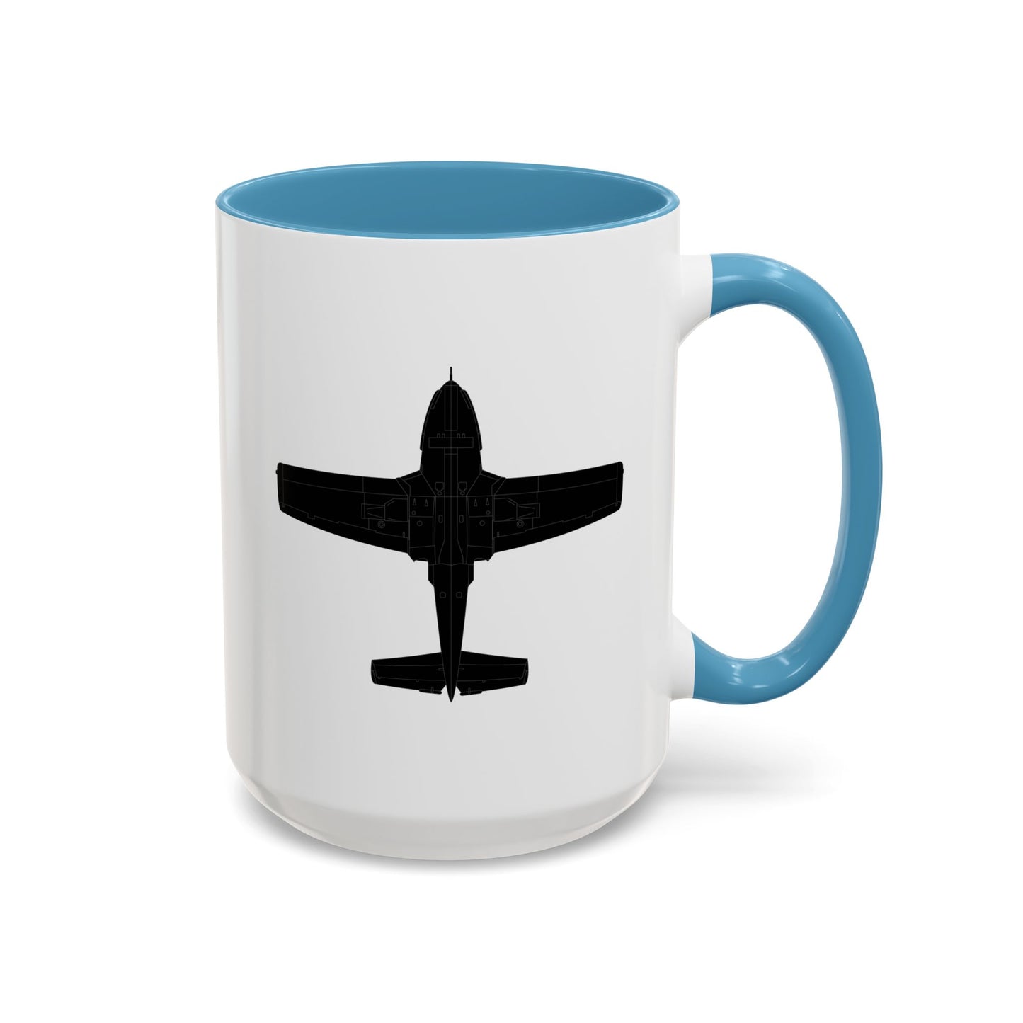 Accent Coffee Mug (11oz & 15oz) - Aircraft - T-37-Trainer - Bottom - Black - Metal X 300