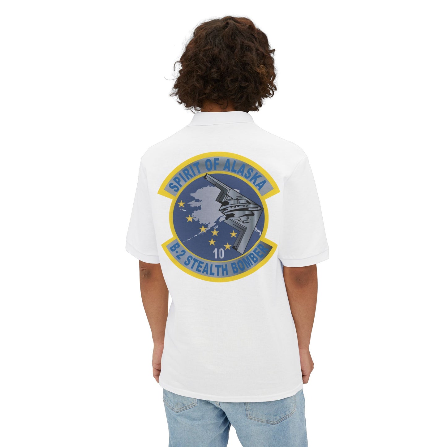 Men's Piqué Polo - USAF - B2 - Spirit of Alaska - Stealth Bomber wo txt X 300
