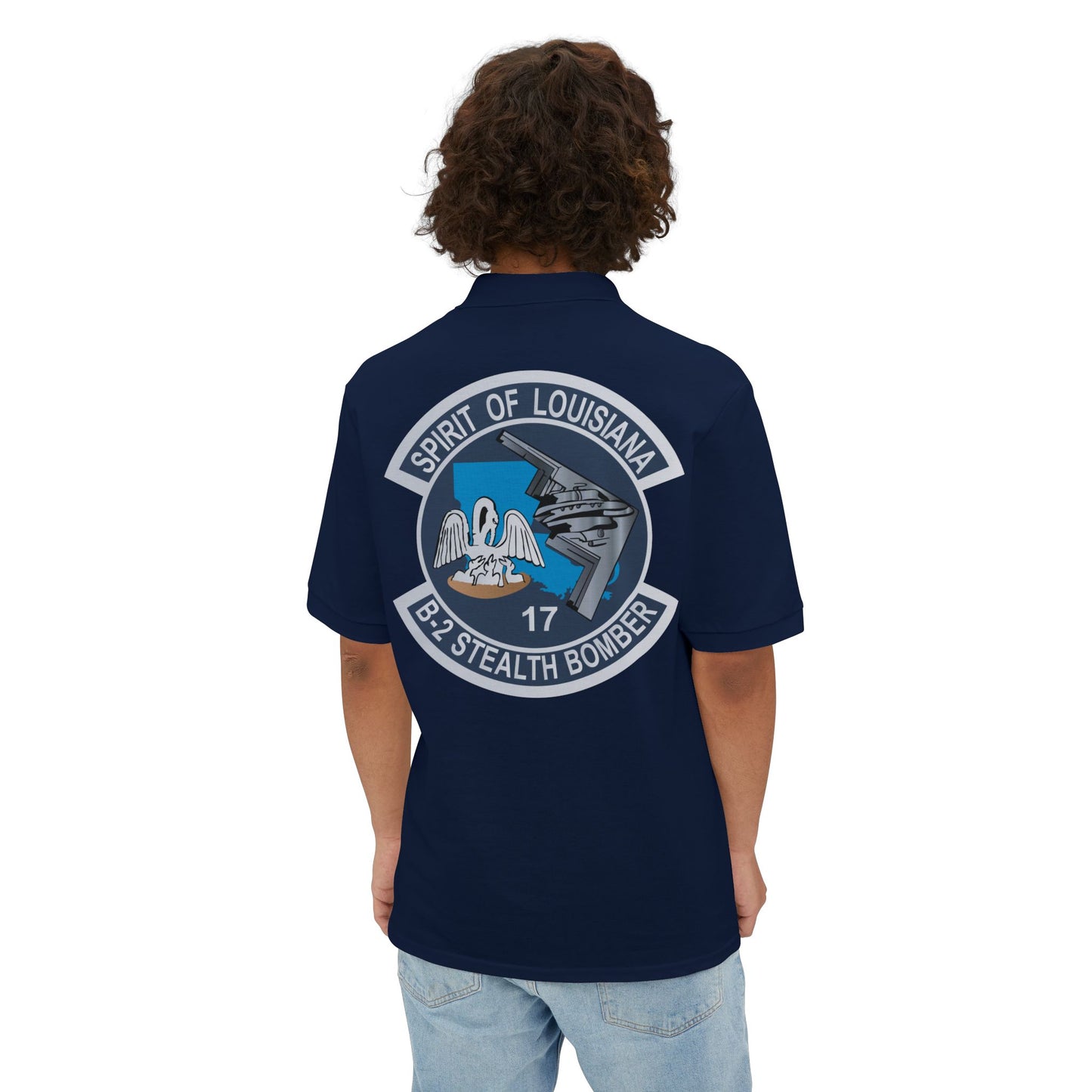 Men's Piqué Polo - USAF - B2 - Spirit of Louisiana - Stealth Bomber wo txt X 300