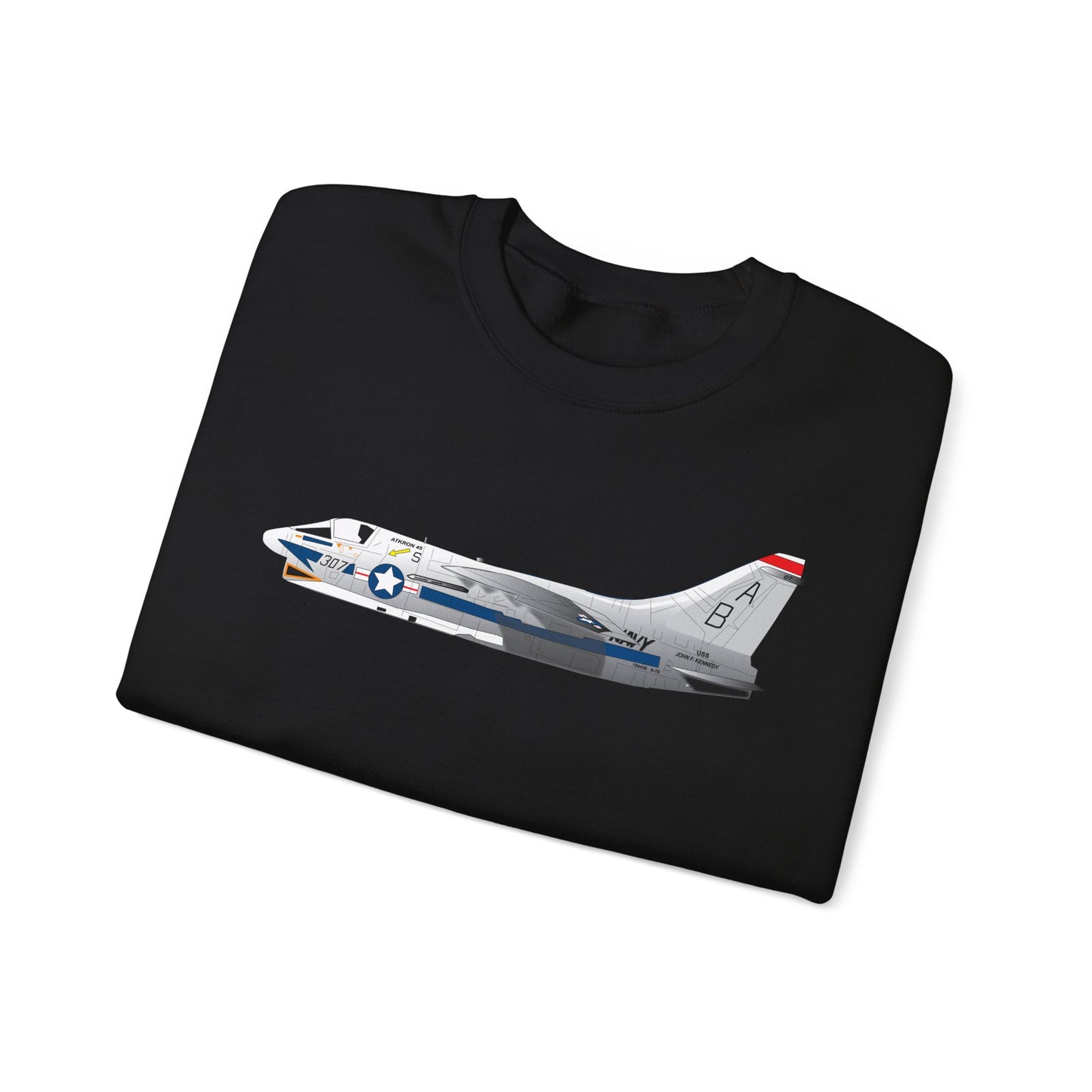 Crewneck Sweatshirt - Aircraft - Navy - A-7B Corsair II - Side X 300