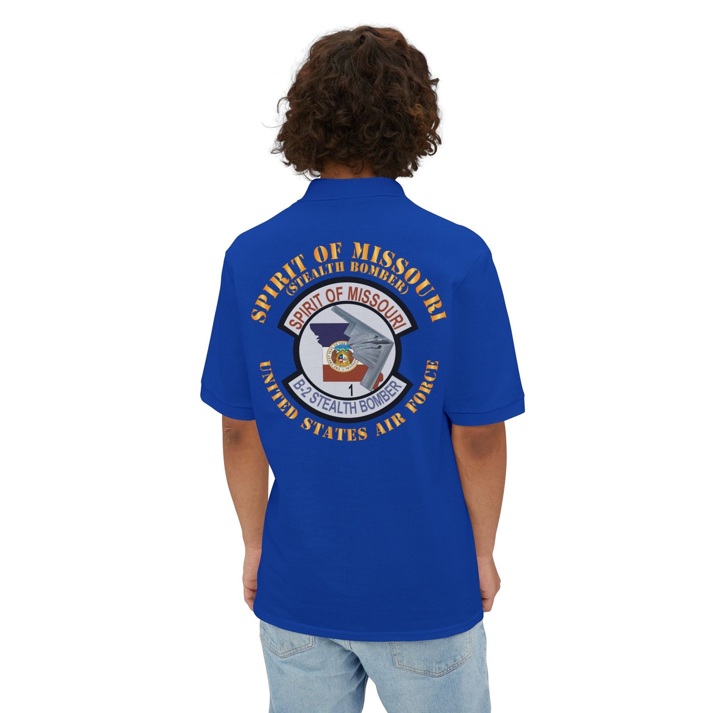 Men's Piqué Polo - USAF - B2 - Spirit of Missouri Stealth Bomber X 300