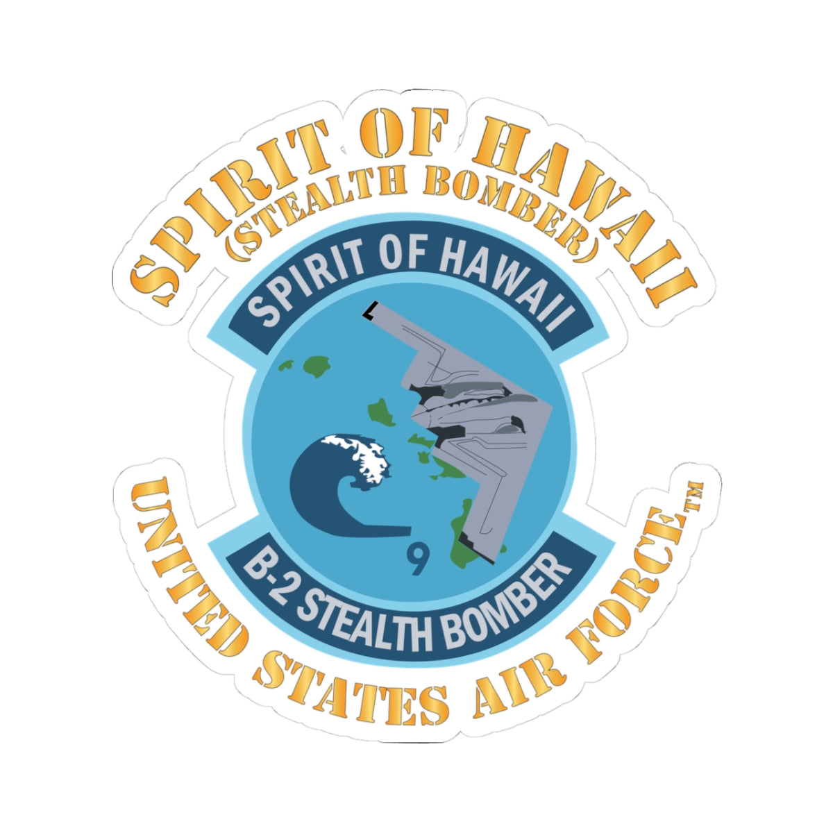 Kiss-Cut Stickers - USAF - B2 - Spirit of Hawaii - Stealth Bomber X 300