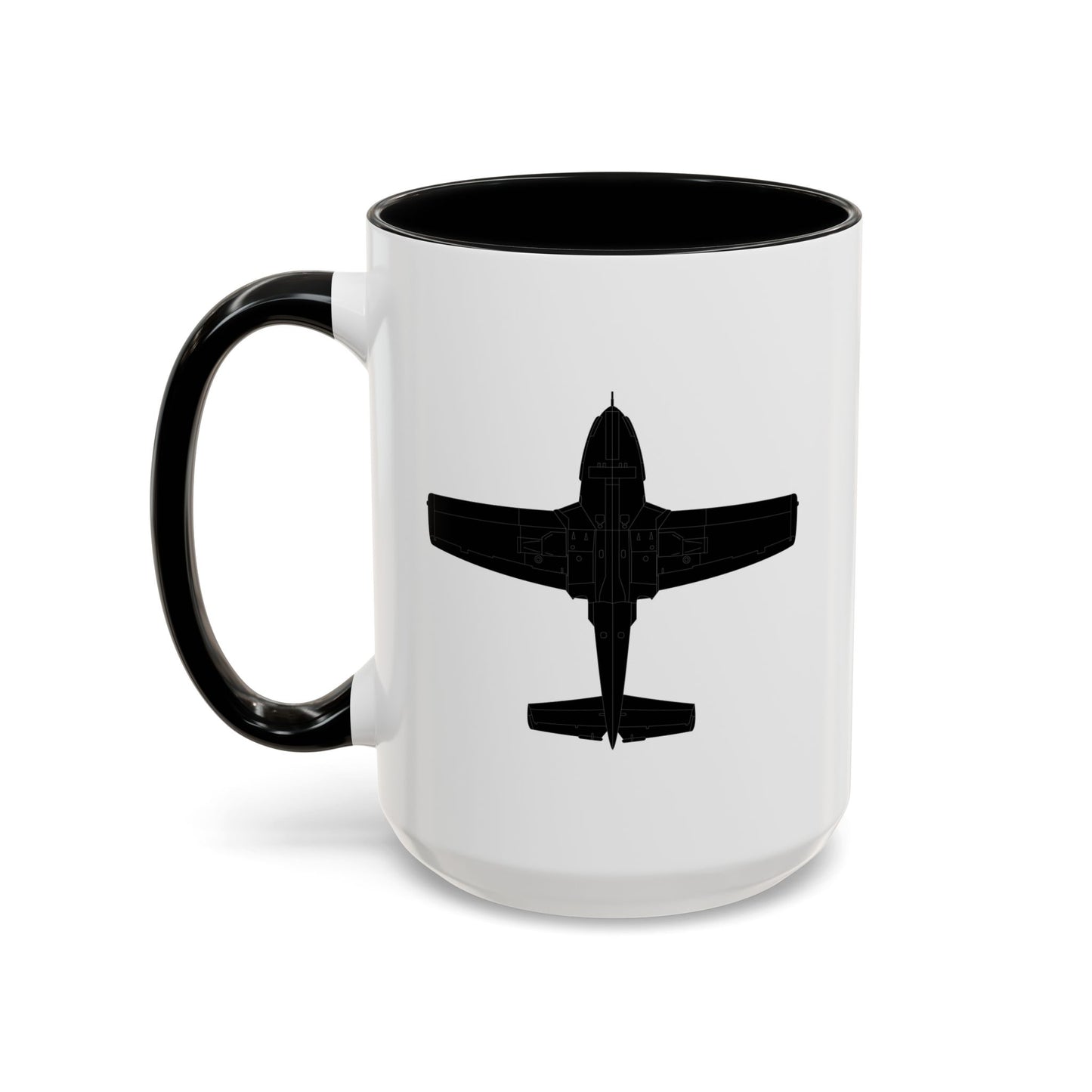 Accent Coffee Mug (11oz & 15oz) - Aircraft - T-37-Trainer - Bottom - Black - Metal X 300