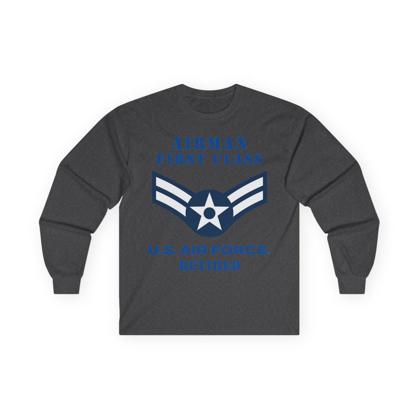 Unisex Ultra Cotton Long Sleeve Tee - USAF - Airman - First Class (E3) - 2020 - Retired