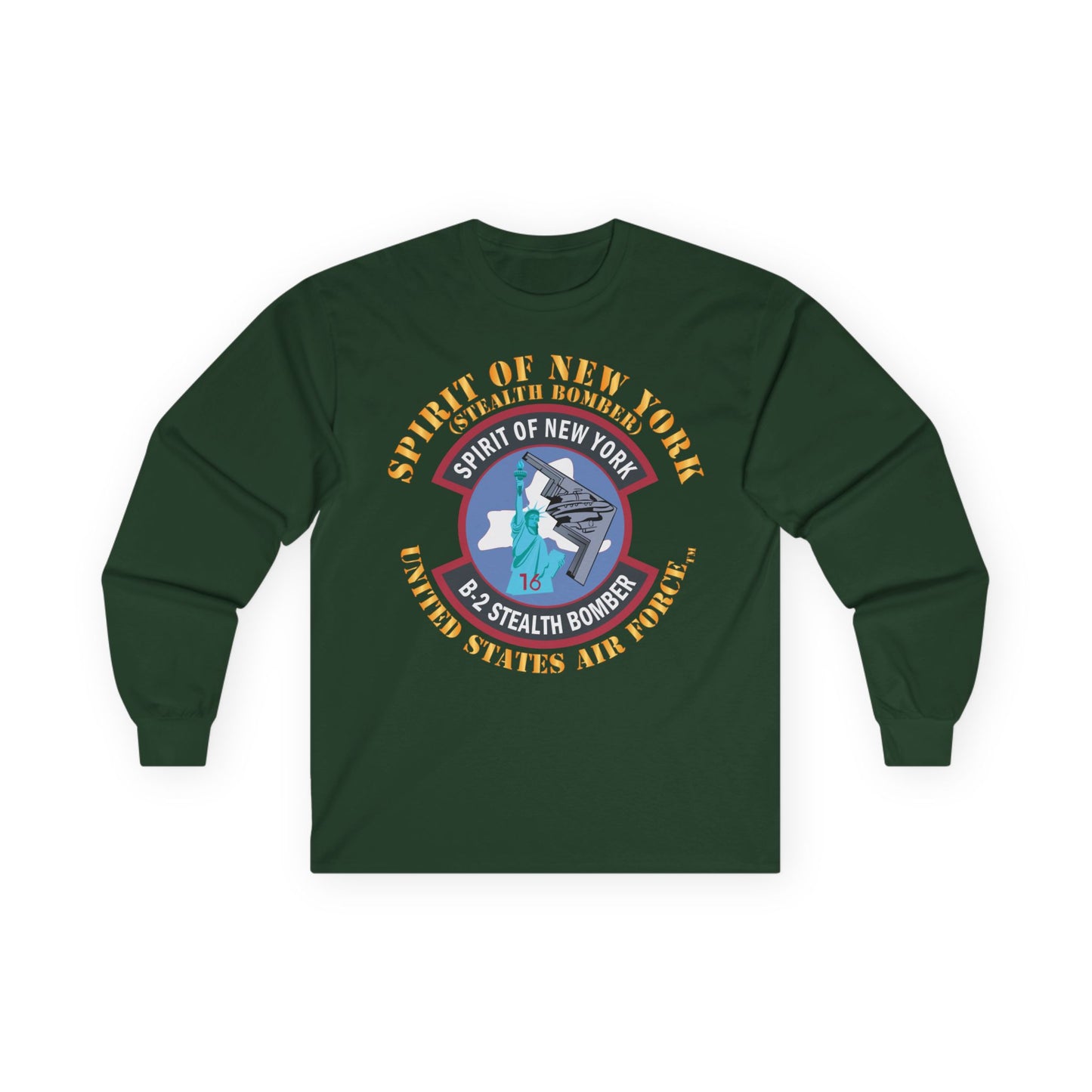Unisex Ultra Cotton Long Sleeve Tee - USAF - B2 - Spirit of New York - Stealth Bomber X 300