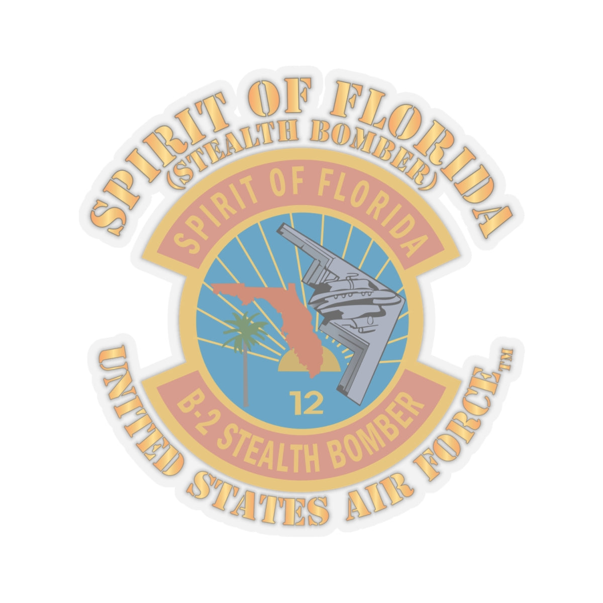 Kiss-Cut Stickers - USAF - B2 - Spirit of Florida - Stealth Bomber X 300