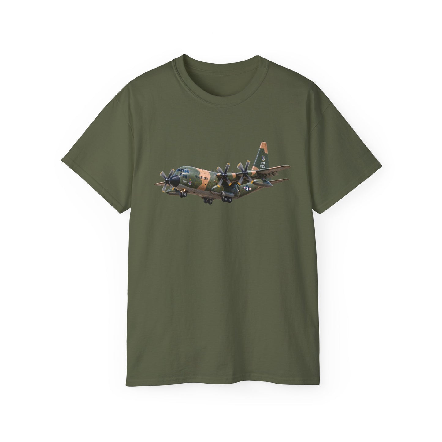 Unisex Ultra Cotton Tee - C-130  Aircraft - Camo - Landing - Approach
