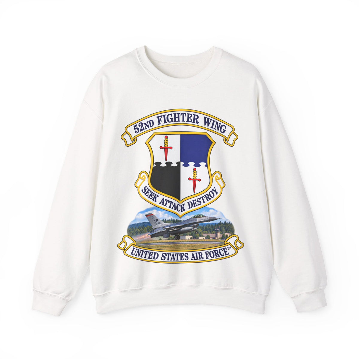 Crewneck Sweatshirt — 52nd Fighter Wing - Shield - United States Air Force w scene and TM