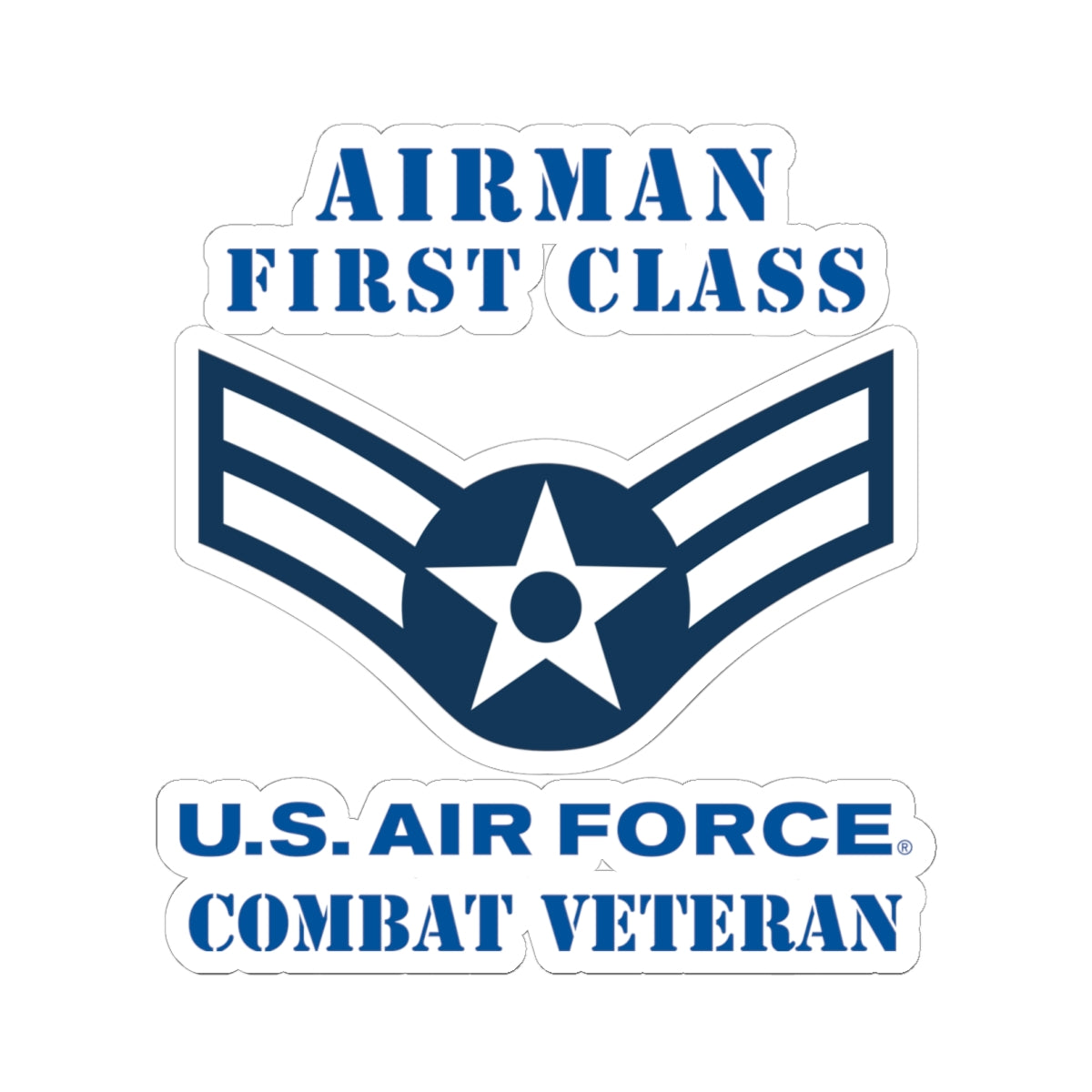 Kiss-Cut Stickers - USAF - Airman - First Class (E3) - 2020 - Combat Veteran