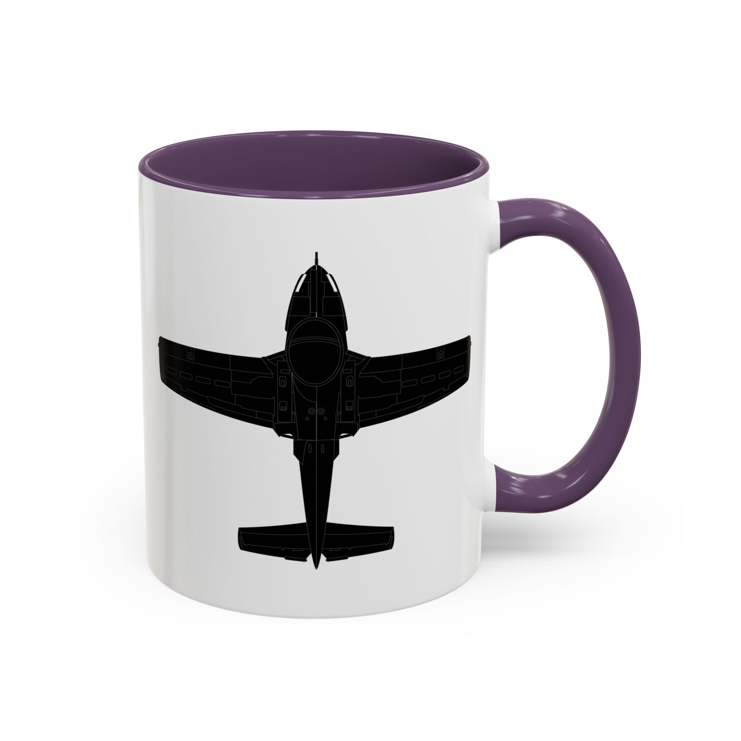 Accent Coffee Mug (11oz & 15oz) - Aircraft - T-37-Trainer - Top - Black - Metal X 300
