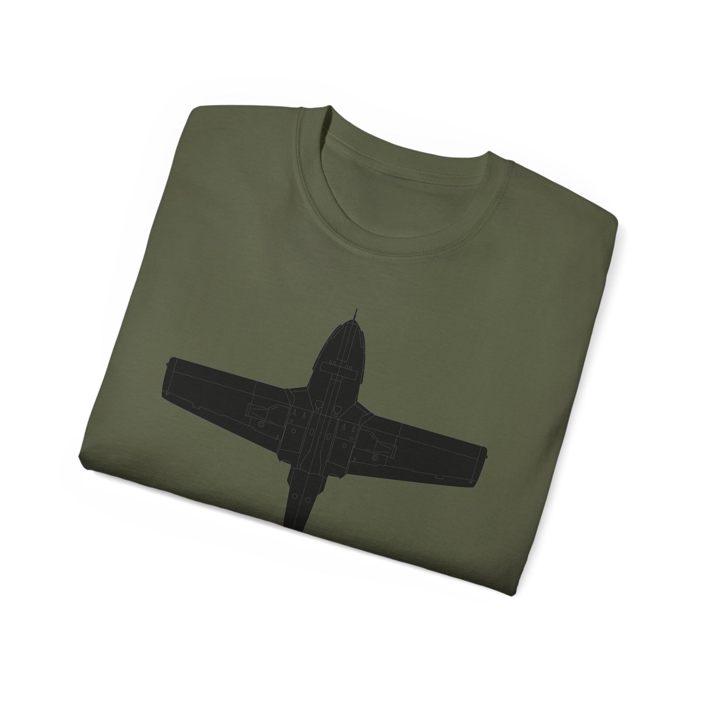 Unisex Ultra Cotton Tee - Aircraft - T-37-Trainer - Bottom - Black - Metal X 300