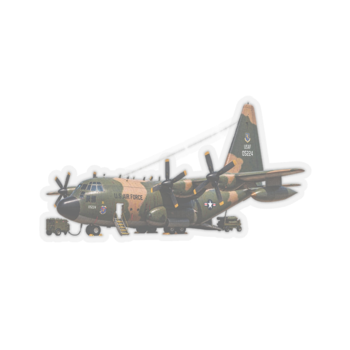 Kiss-Cut Stickers - C-130  Aircraft - Camo - Landing - Parked - Static