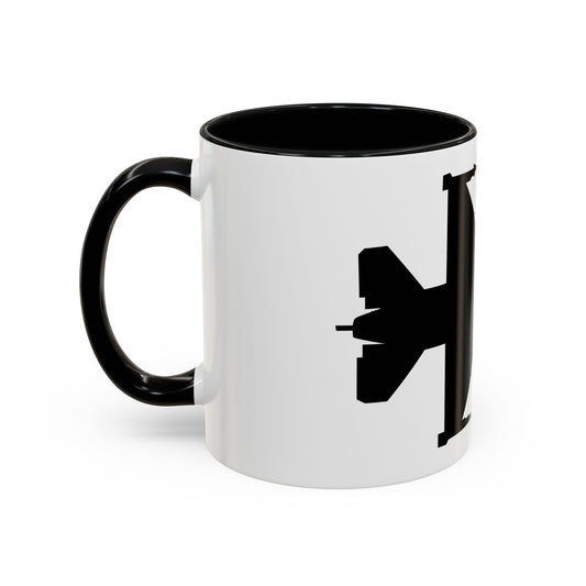 Accent Coffee Mug (11oz & 15oz) - Aircraft - F-16 -Top - Silhouette - wo Txt X 300