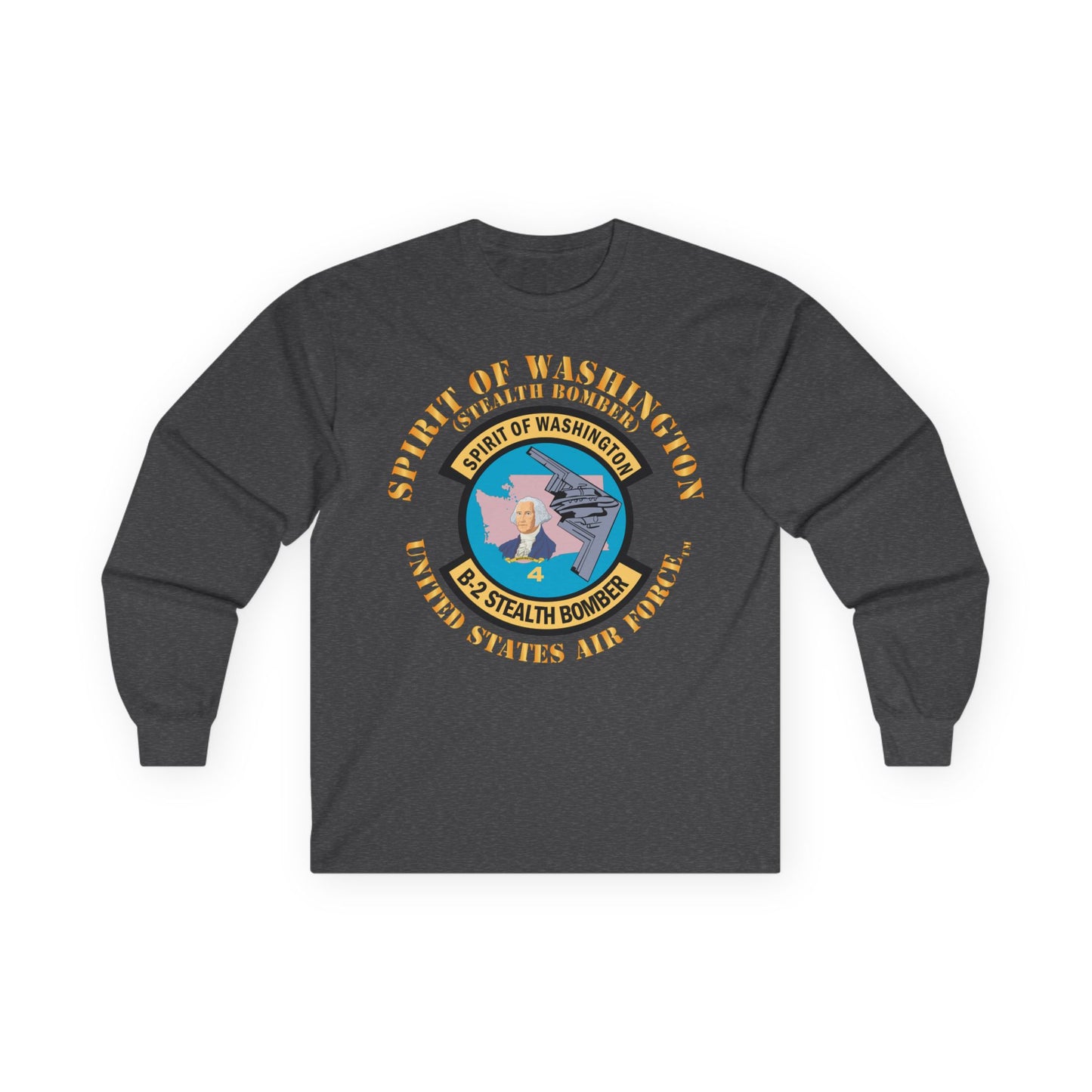 Unisex Ultra Cotton Long Sleeve Tee - USAF - B2 - Spirit of Washington - Stealth Bomber X 300