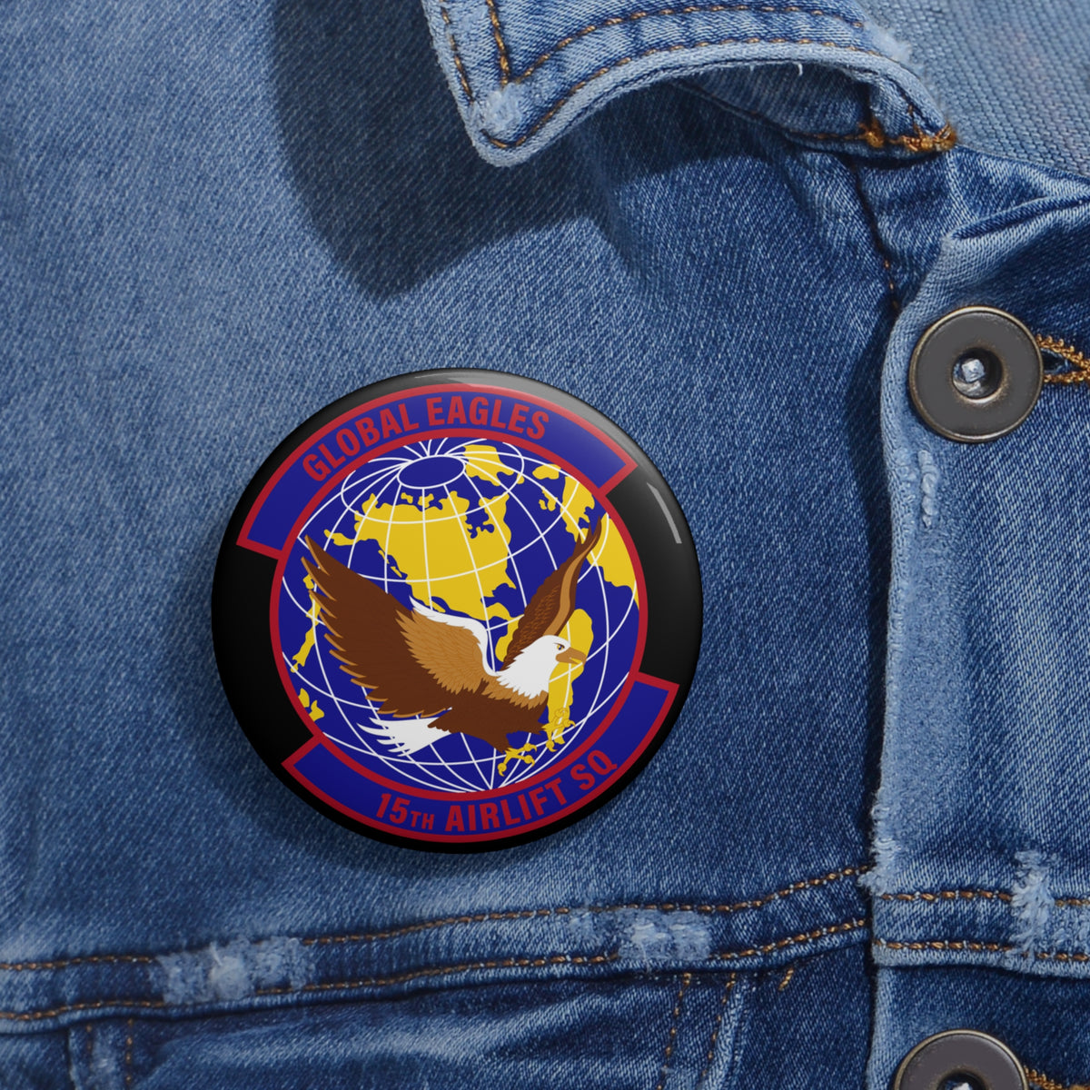 Custom Pin Button - USAF - 15th Airlift Squadron wo txt