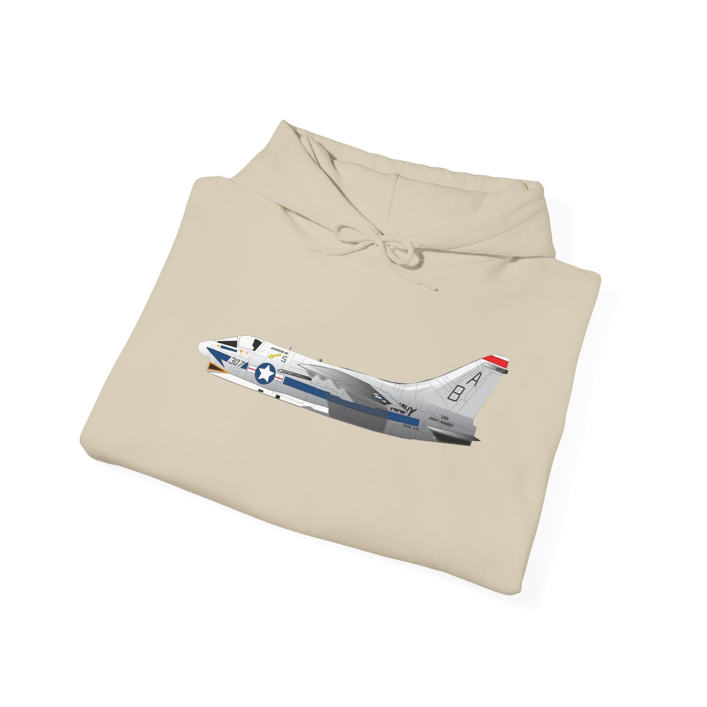 Unisex Heavy Blend Hooded Sweatshirt - Aircraft - Navy - A-7B Corsair II - Side X 300