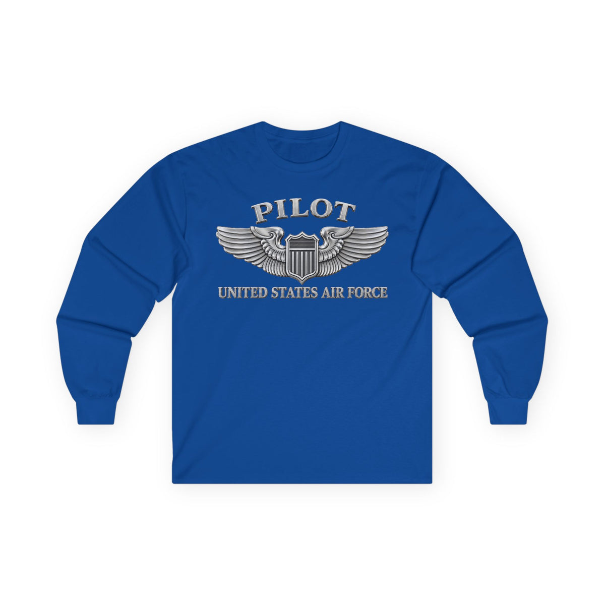 Unisex Ultra Cotton Long Sleeve Tee - USAF - Basic Pilot Badge - United States Air Force - 3D - Enhanced
