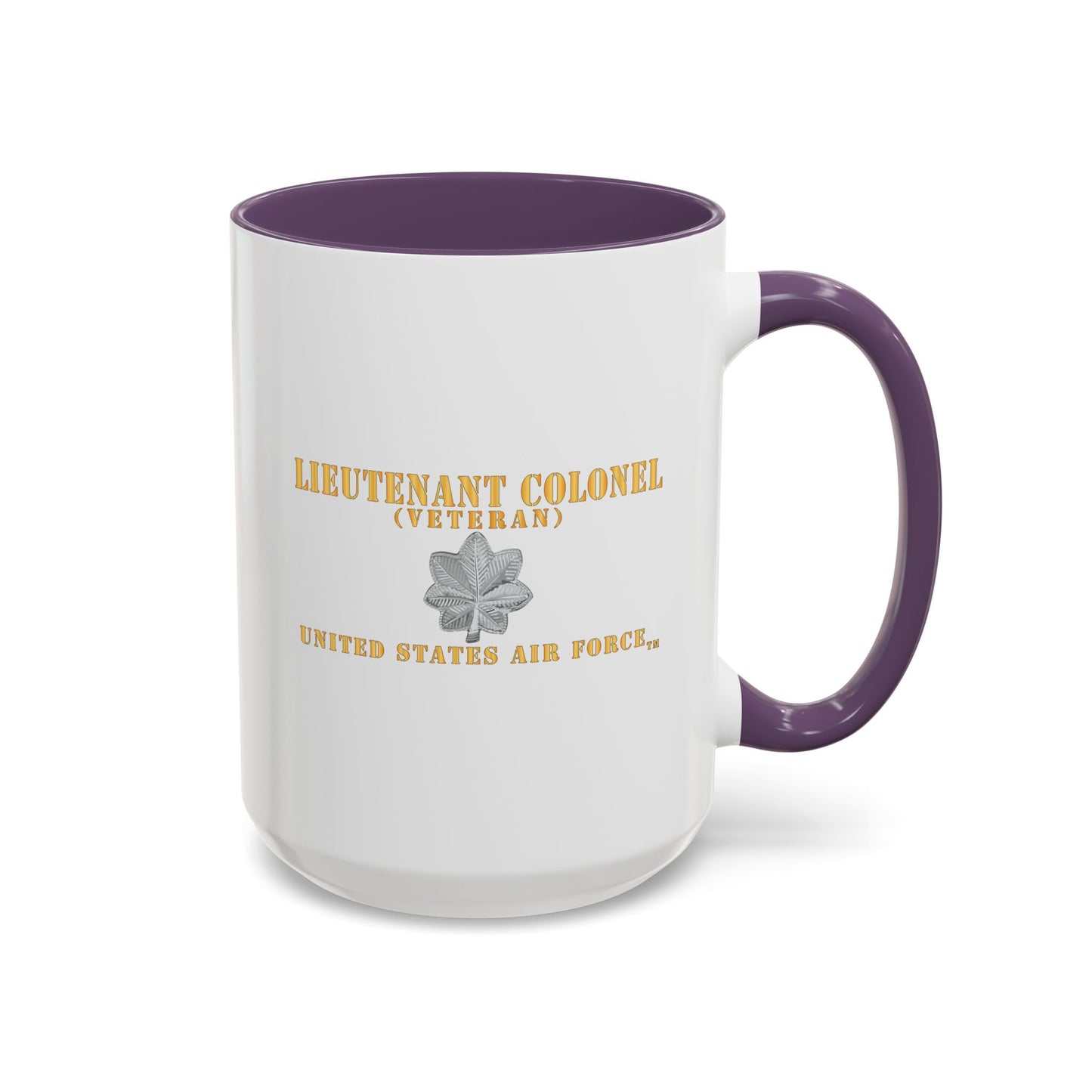 Accent Coffee Mug (11oz & 15oz) - USAF - Lieutenant Colonel - LTC - Veteran - Flat - TM X 300