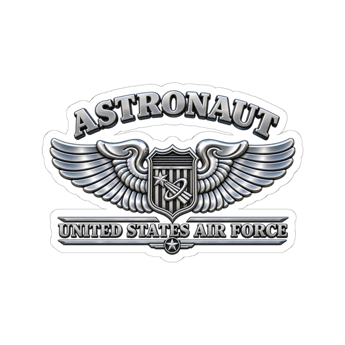 Kiss-Cut Stickers - USAF - Basic Astronaut Badge - United States Air Force - 3D - Enhanced