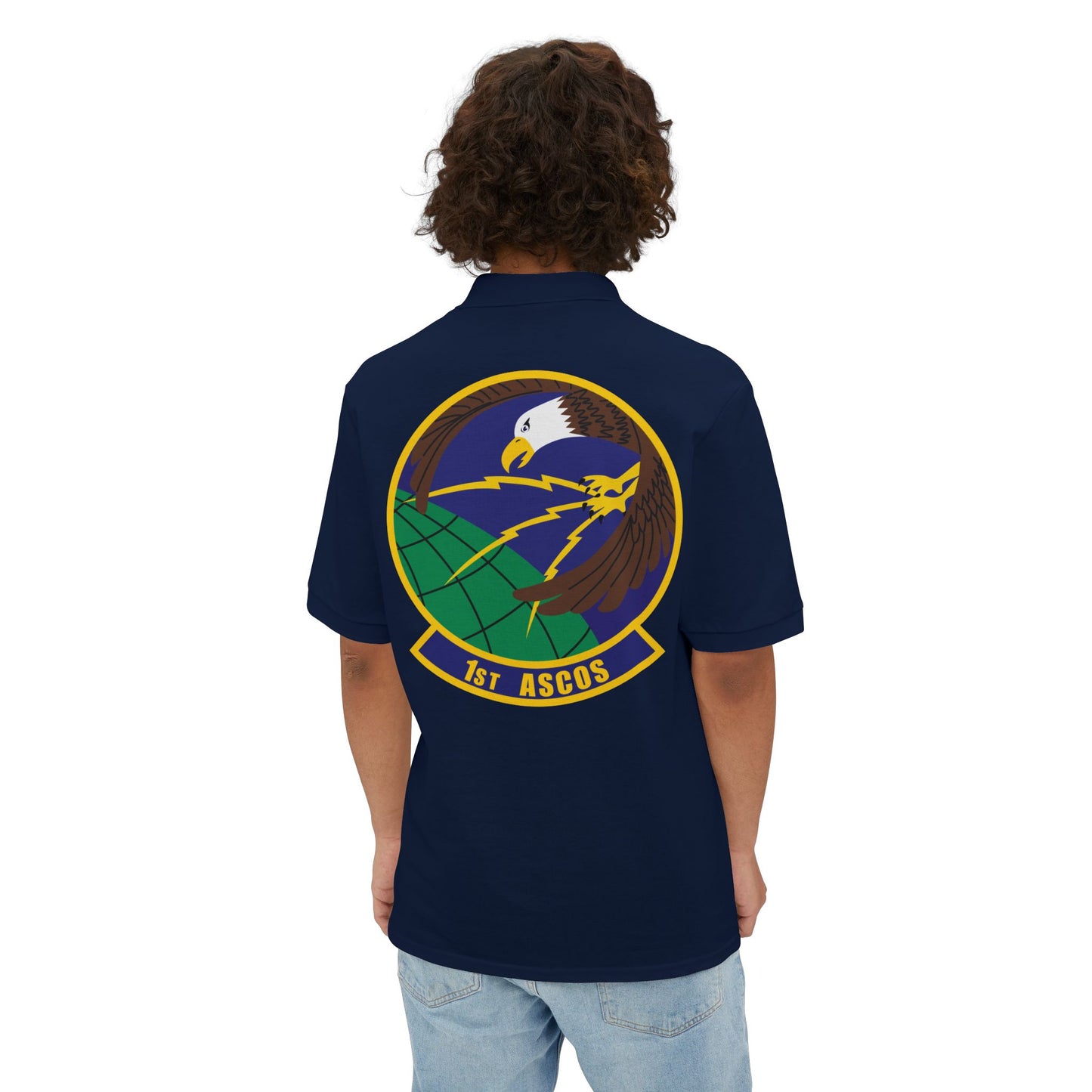 Men's Piqué Polo - USAF - 1st Air & Space Communications Operations Sq wo txt X 300