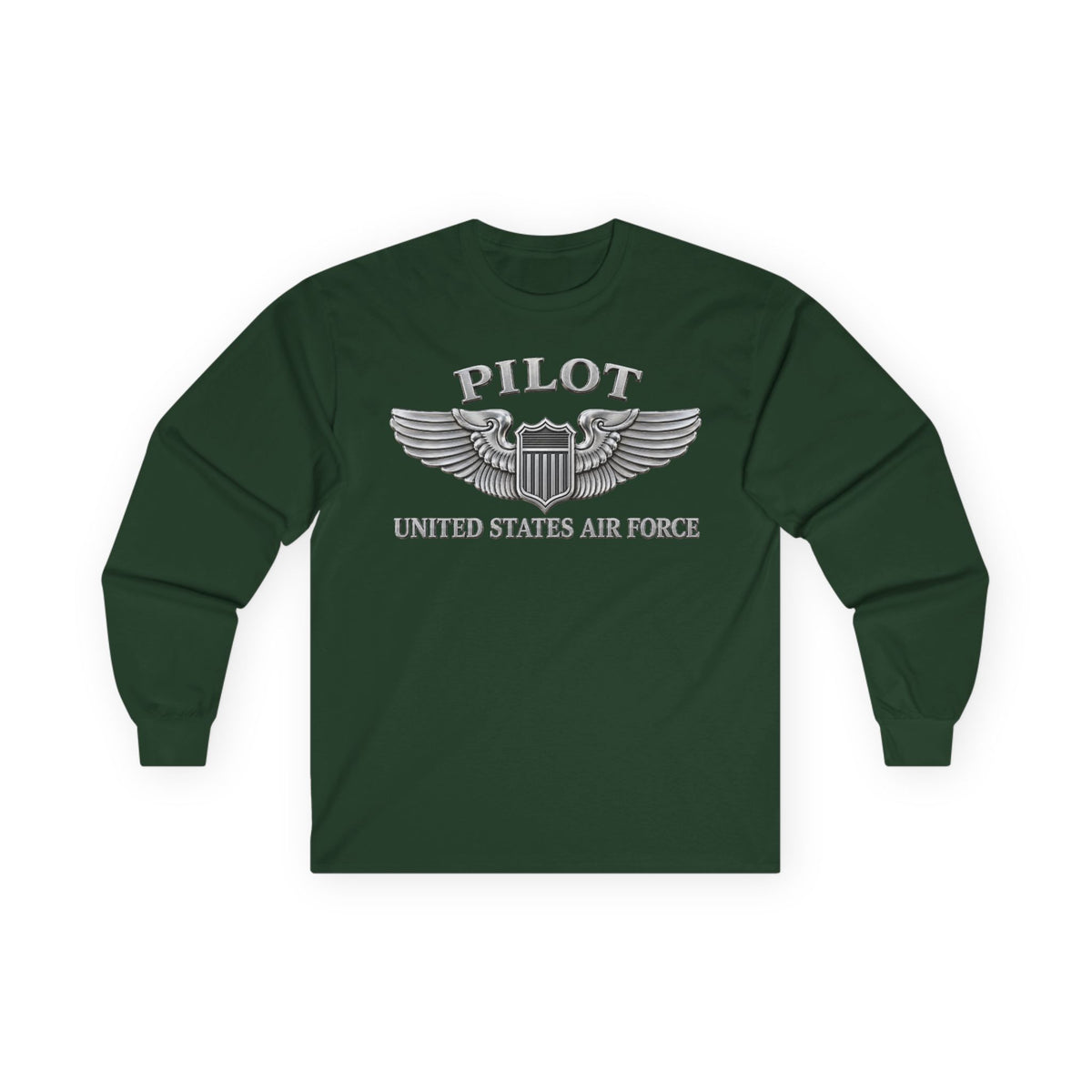 Unisex Ultra Cotton Long Sleeve Tee - USAF - Basic Pilot Badge - United States Air Force - 3D - Enhanced