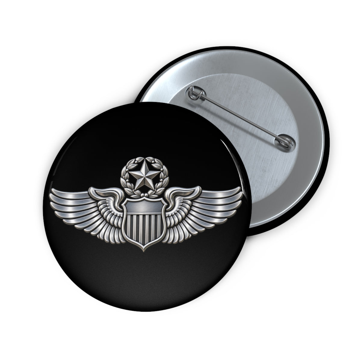 Custom Pin Button - USAF - Master Pilot Badge wo txt - 3D - Enhanced