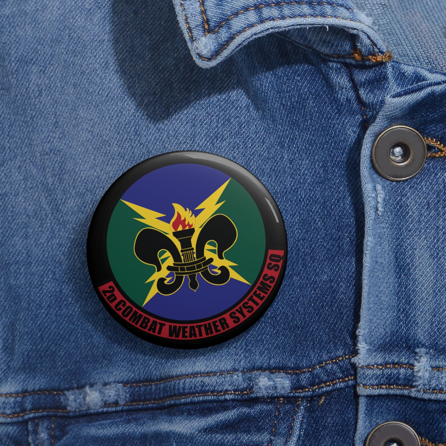 Custom Pin Button - USAF - 2d Combat Weather Systems Squadron wo txt