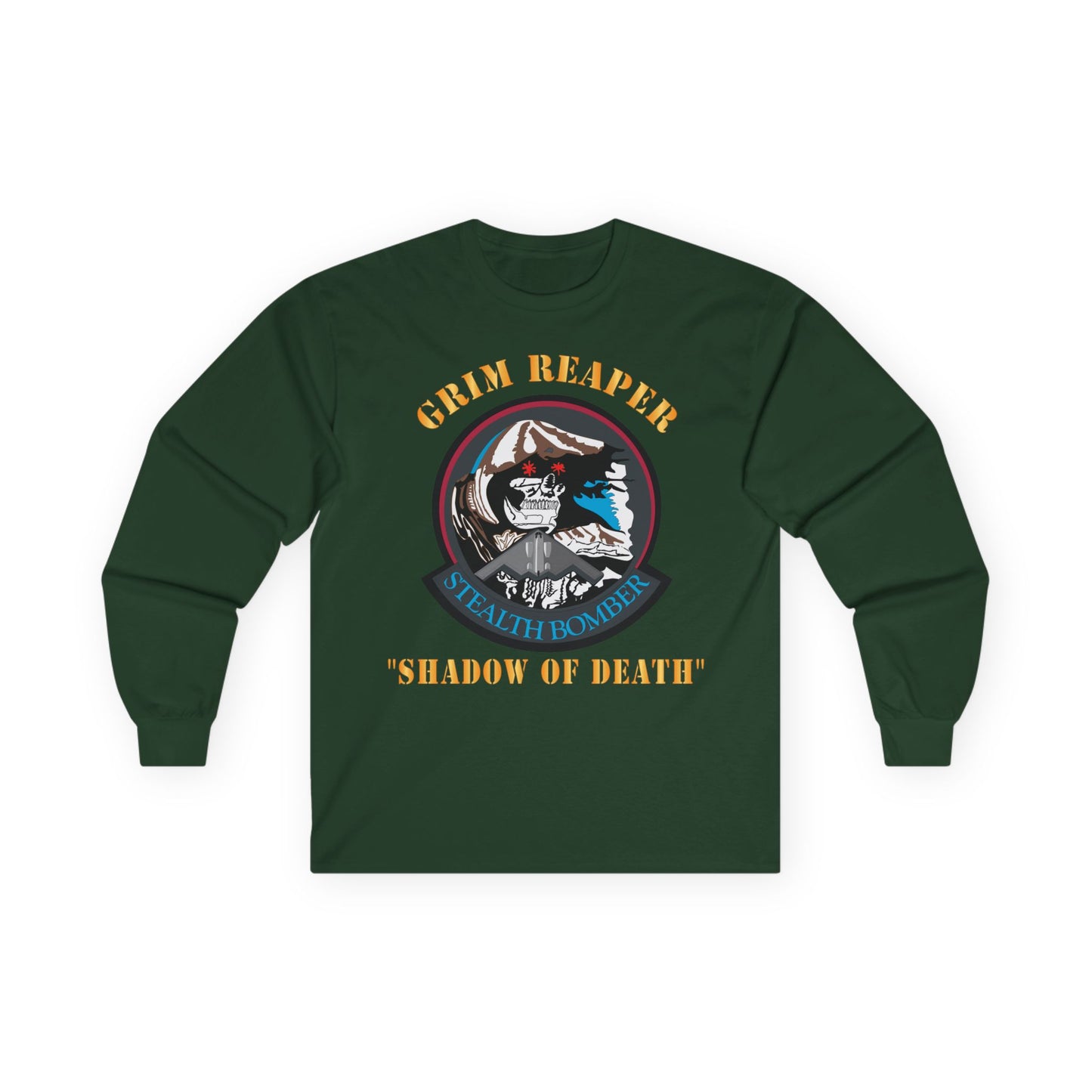 Unisex Ultra Cotton Long Sleeve Tee - USAF - B2 - Grim Reaper - Stealth Bomber X 300