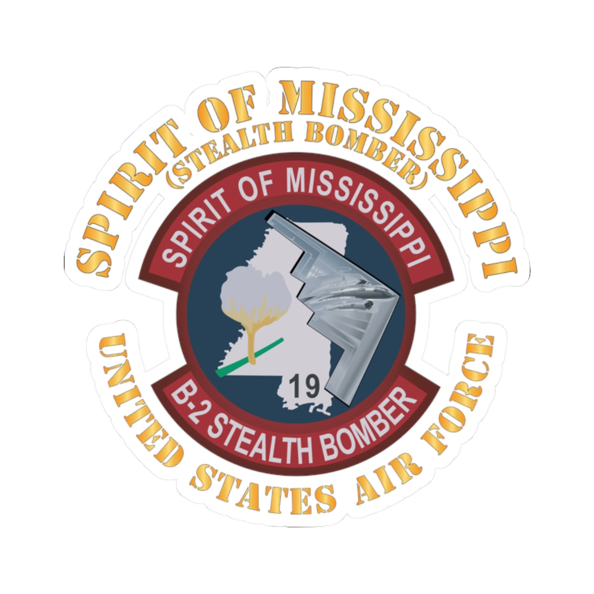 Kiss-Cut Stickers - USAF - B2 - Spirit of Mississippi - Stealth Bomber X 300
