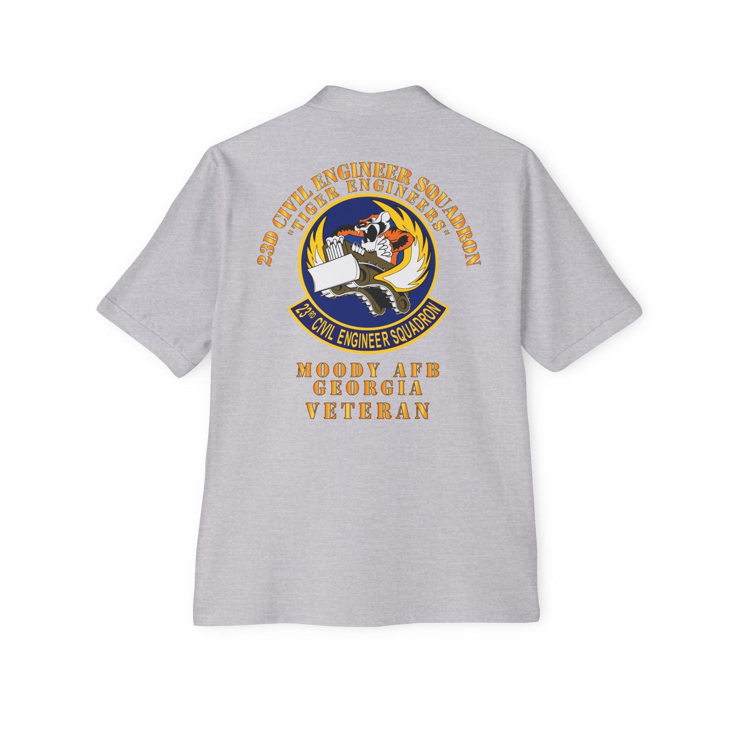 Men's Piqué Polo - USAF - 23d Civil Engineer Squadron - Tiger Engineers - Moody AFB, GA