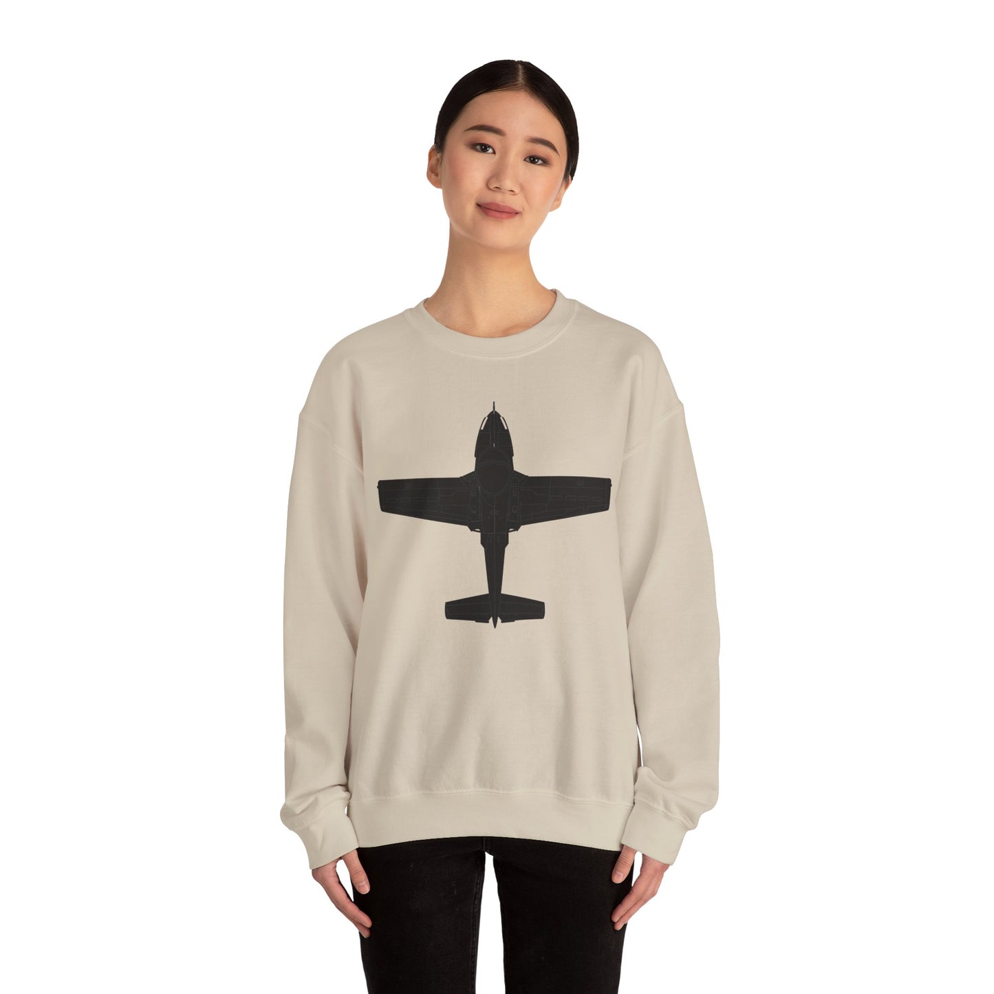 Crewneck Sweatshirt - Aircraft - T-37-Trainer - Top - Black - Metal X 300