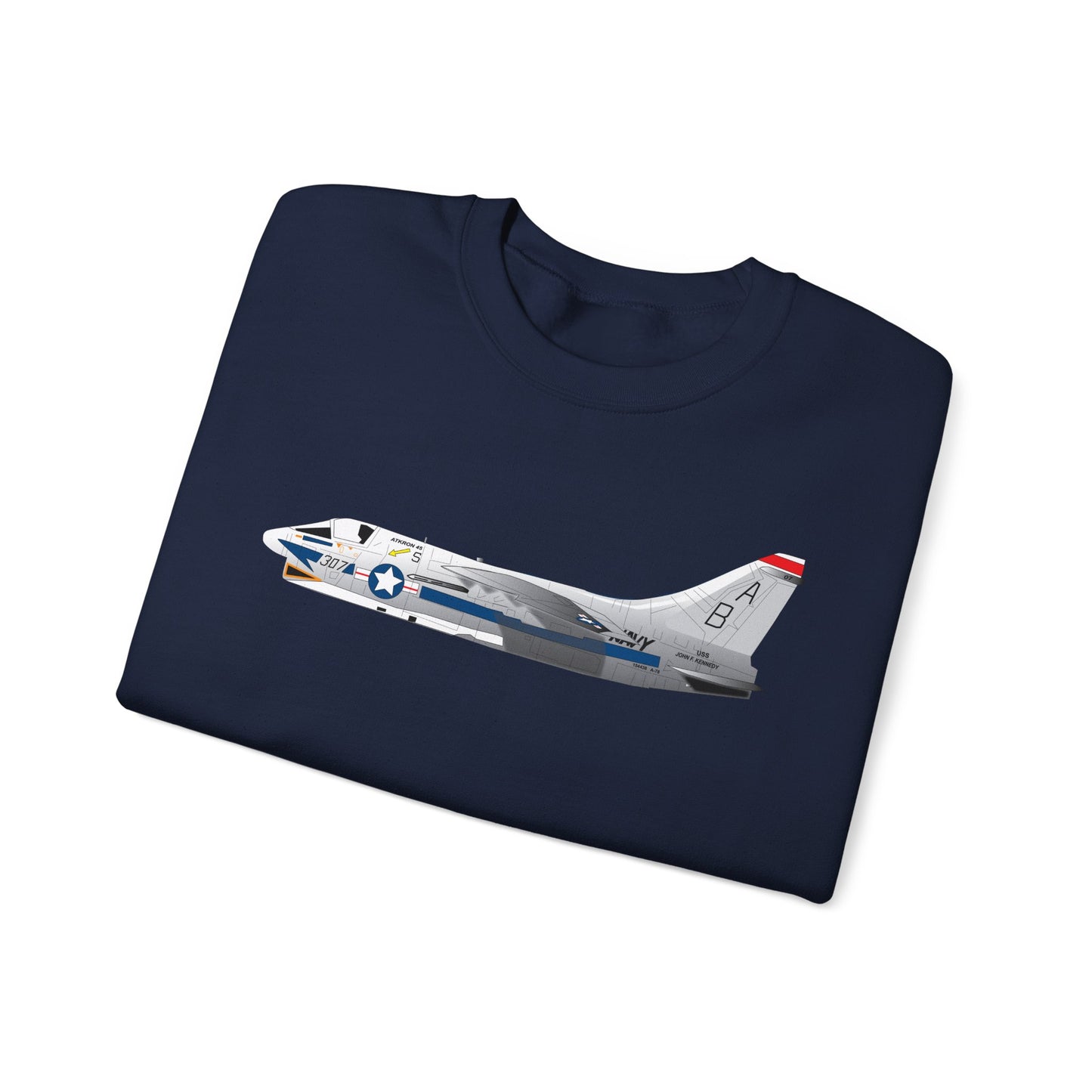 Crewneck Sweatshirt - Aircraft - Navy - A-7B Corsair II - Side X 300