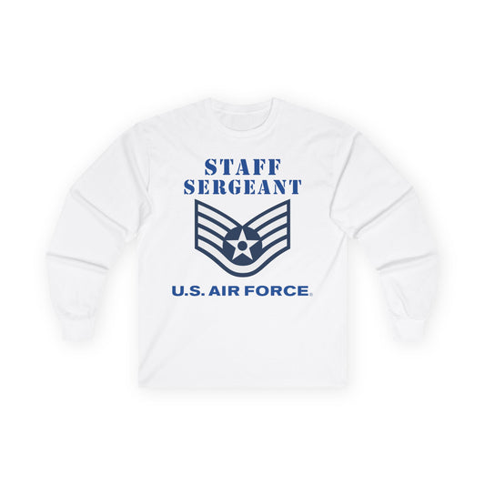 Unisex Ultra Cotton Long Sleeve Tee - USAF - Staff Sergeant (E5) - 2020 - US Air Force w Text