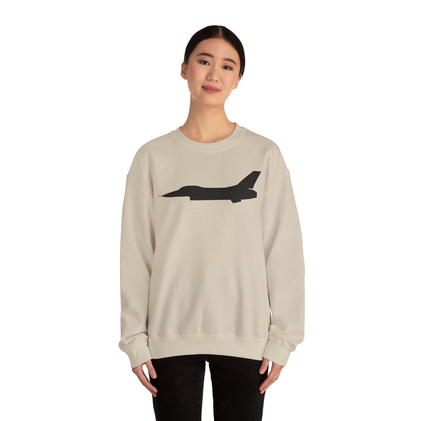 Crewneck Sweatshirt - Aircraft - F-16 - Side - Black - wo Txt X 300