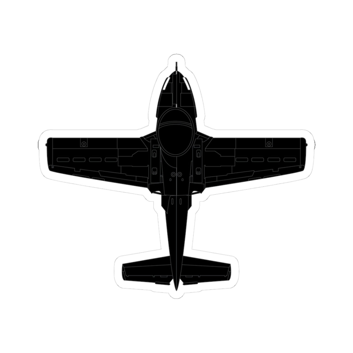Kiss-Cut Stickers - Aircraft - T-37-Trainer - Top - Black - Metal X 300