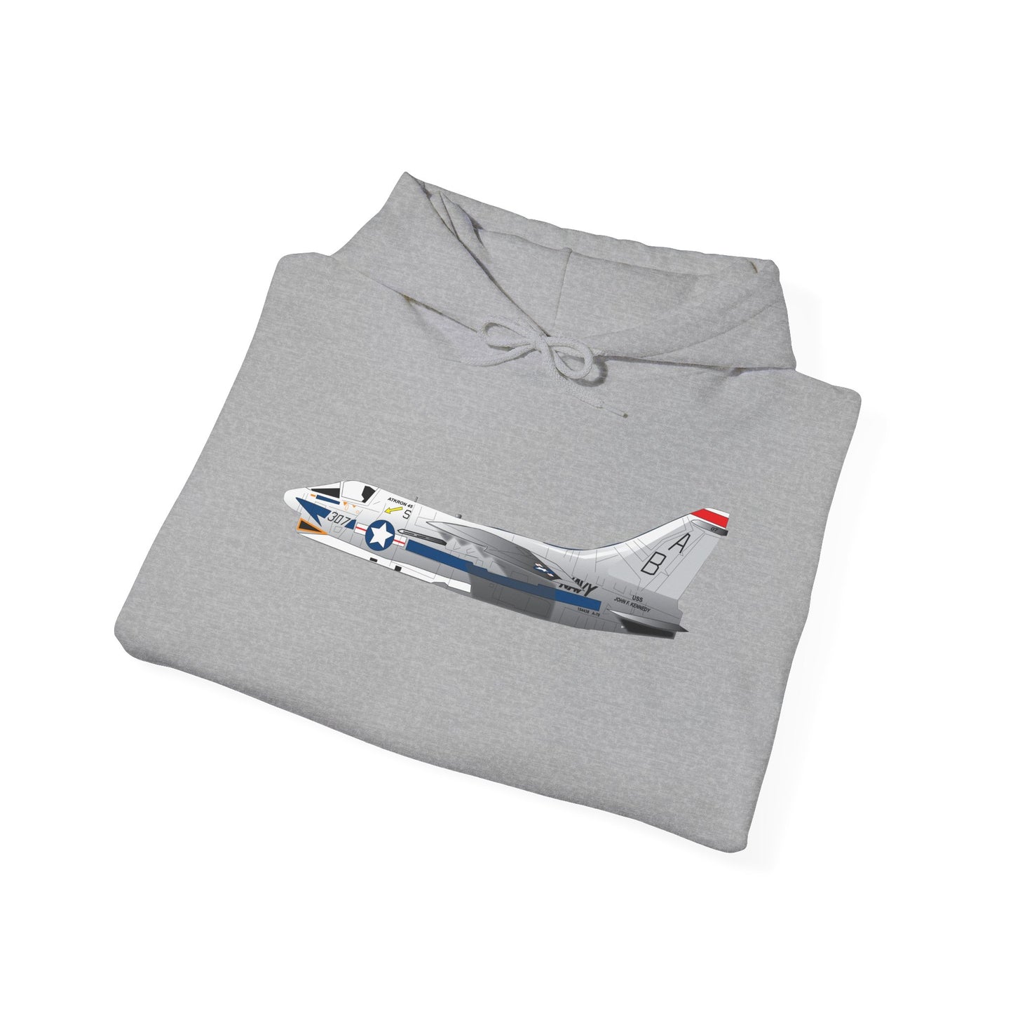 Unisex Heavy Blend Hooded Sweatshirt - Aircraft - Navy - A-7B Corsair II - Side X 300