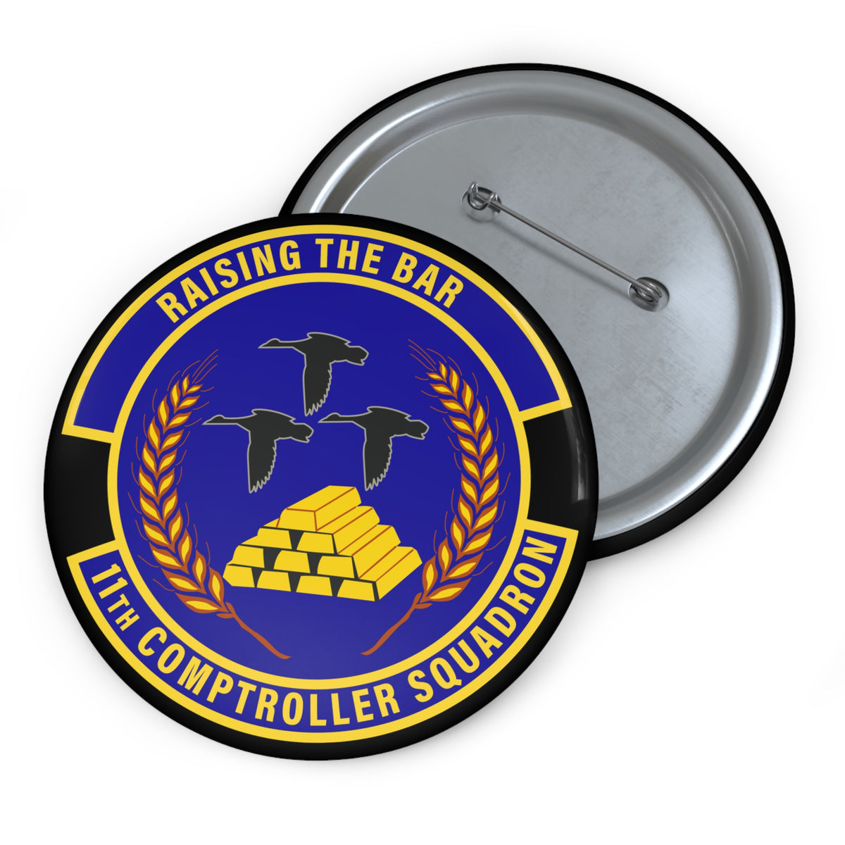 Custom Pin Button - USAF - 11th Comptroller Squadron wo txt