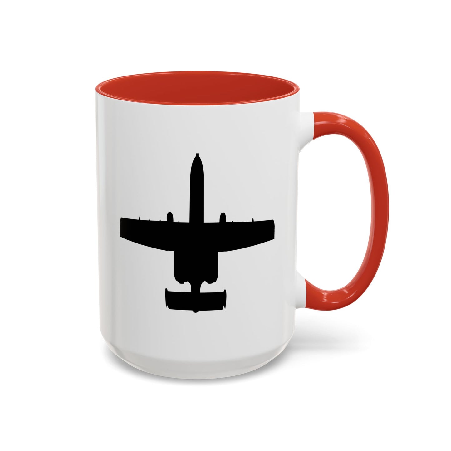 Accent Coffee Mug (11oz & 15oz) - Aircraft - USAF - A-10 Thunderbolt II - Top - Silhouette X 300