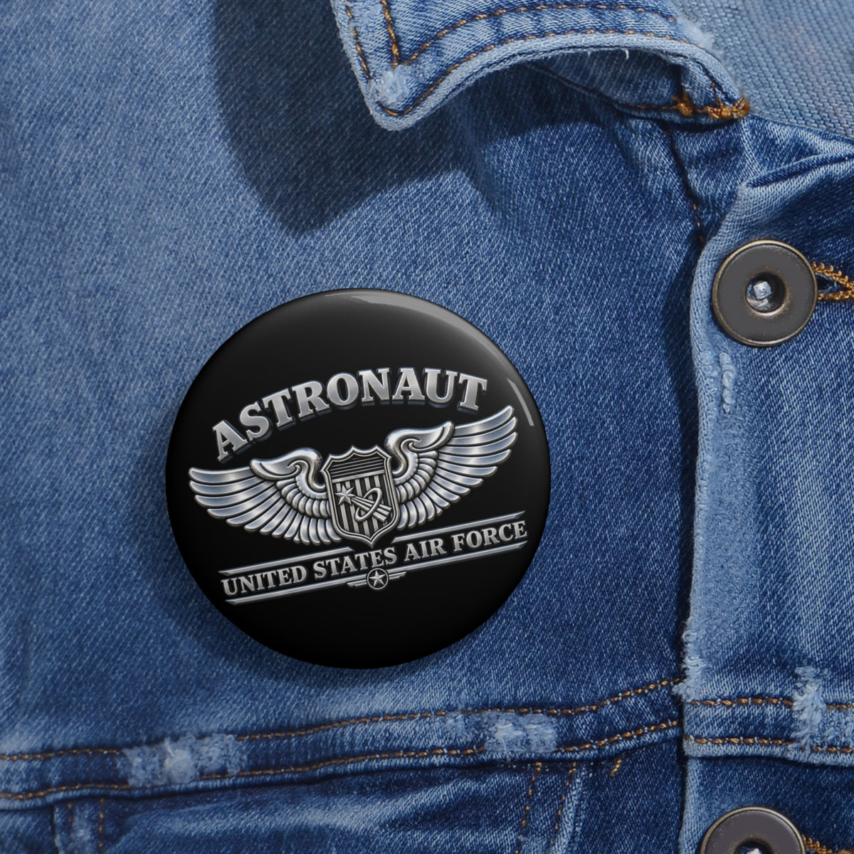 Custom Pin Button - USAF - Basic Astronaut Badge - United States Air Force - 3D - Enhanced