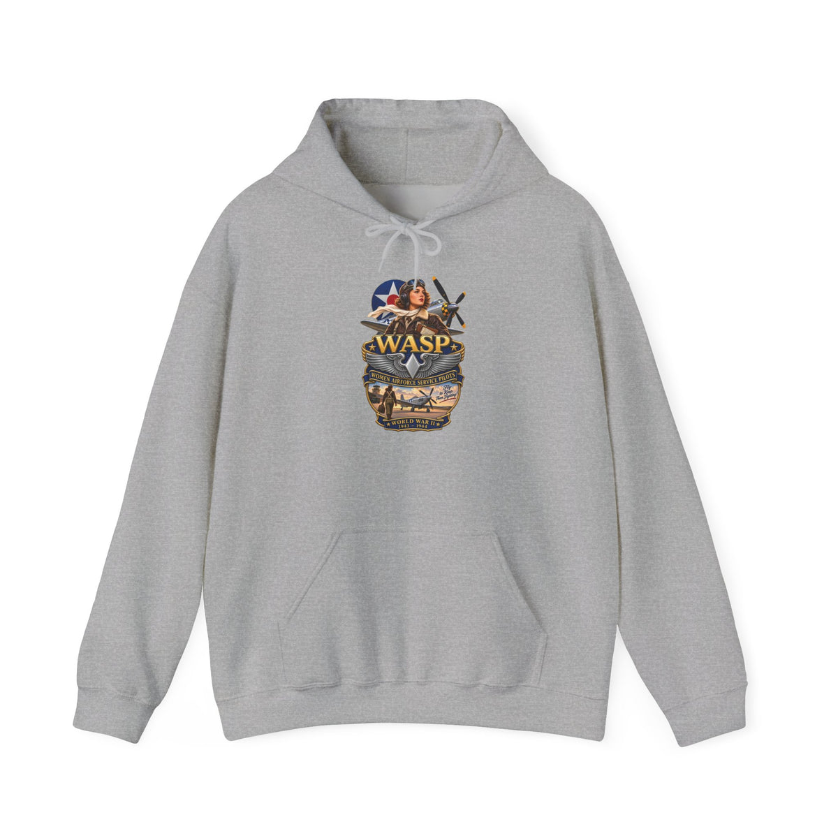 Unisex Heavy Blend Hooded Sweatshirt - WASP - Women Airforce Service Pilot - WWII - 3D - Enhanced