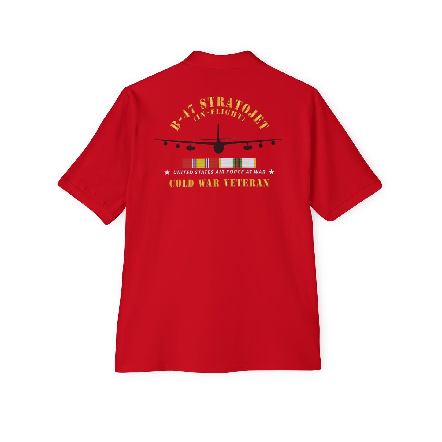 Men's Piqué Polo - USAF - B-47 Stratojet - In Flt - Silhouette - Cold War Veteran X 300