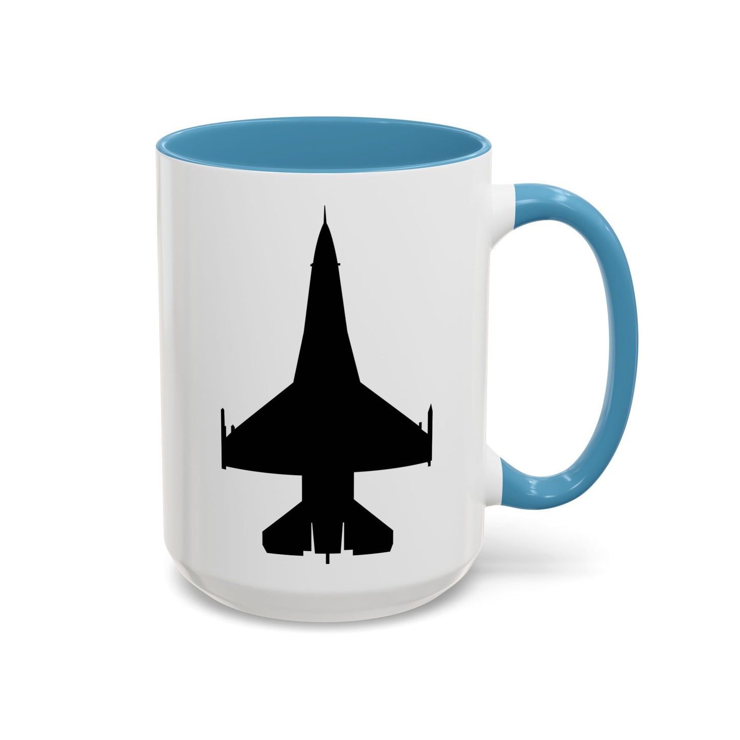 Accent Coffee Mug (11oz & 15oz) - Aircraft - F-16 -Top - Black wo Txt X 300